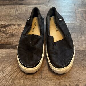 TOMS Womens Black Canvas Slip-Ons